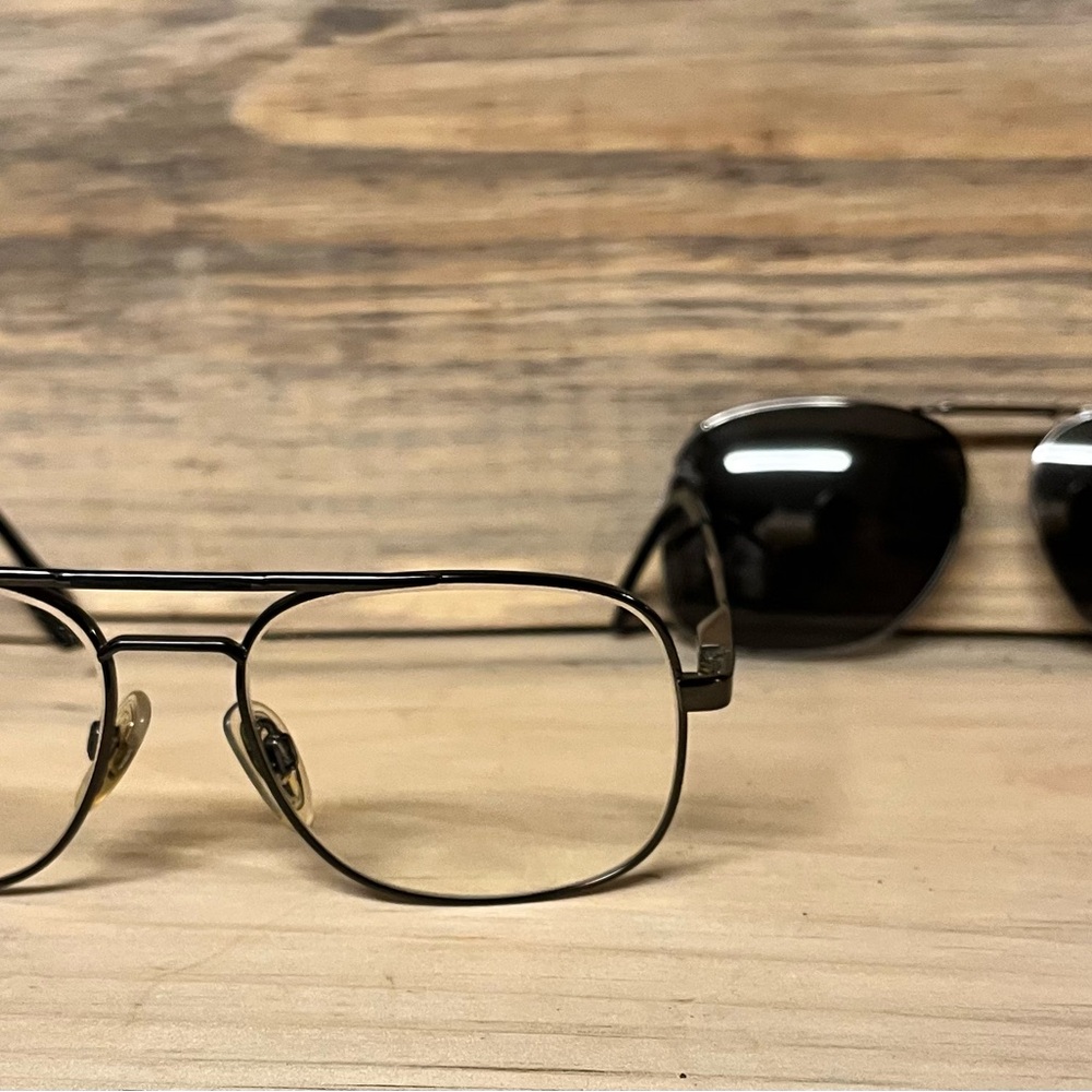 Luxottica Men’s Aviator Glasses + Clip-On Sunglasses